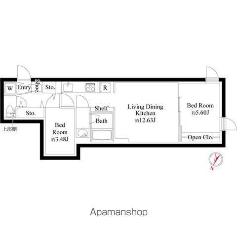 グランパセオ代々木上原(2LDK/B1階)の間取り写真