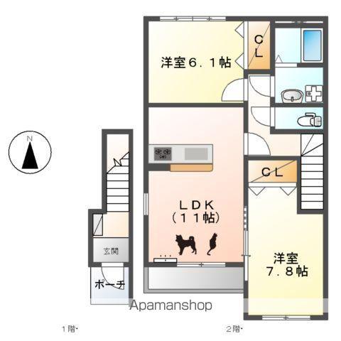 グリーンシティ中新(2LDK/2階)の間取り写真