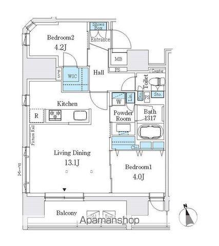 J.GRAN COURT 浅草(2LDK/12階)の間取り写真