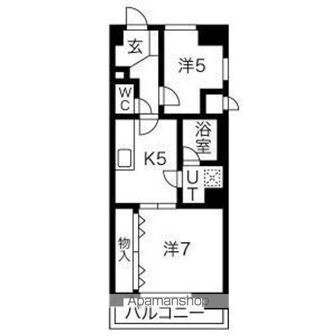 三旺マンション第6金山(2DK/9階)の間取り写真