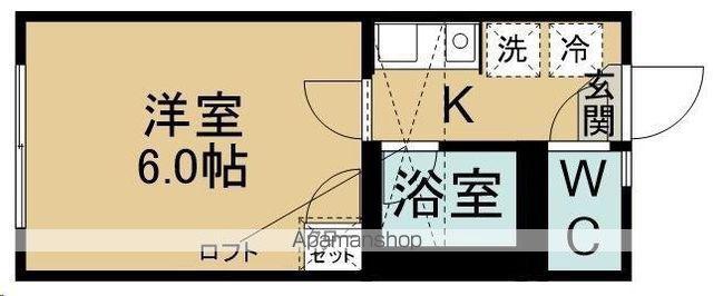 ベルシオン仙台第2(1K/1階)の間取り写真