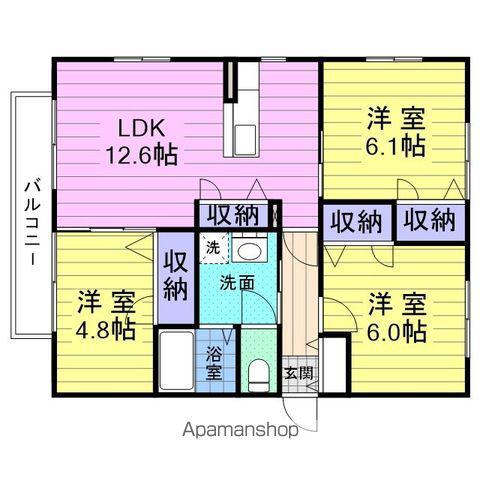 サリュコパン(3LDK/1階)の間取り写真