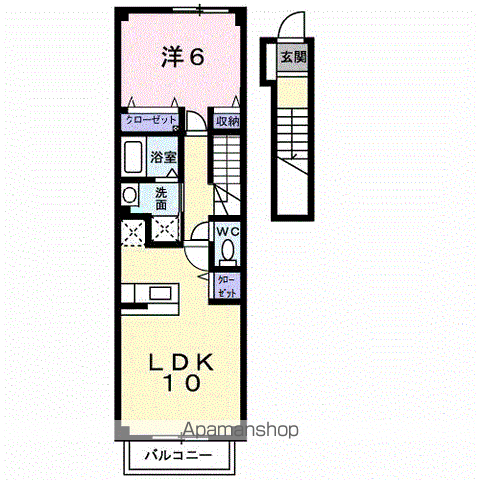 ポラリス壱番館(1LDK/2階)の間取り写真
