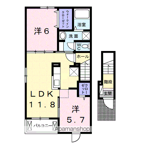 フォレスト ヒルズ(2LDK/2階)の間取り写真