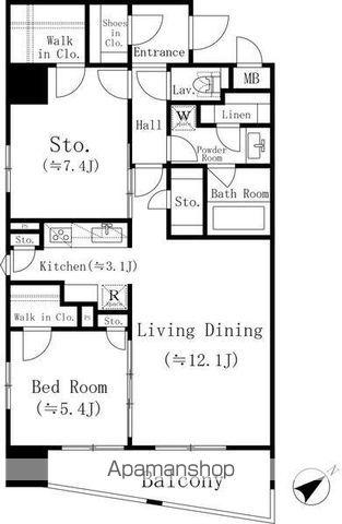 堀之内マンション(2LDK/4階)の間取り写真