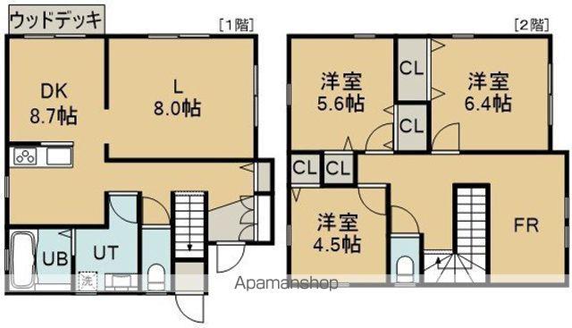 北海道北斗市 2階建 築18年(3LDK)の間取り写真