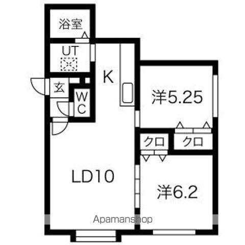 プロスパー菊水A(2LDK/1階)の間取り写真