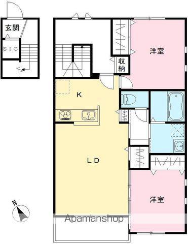 NOVガーデンハウス谷田部 FG棟(2LDK/2階)の間取り写真