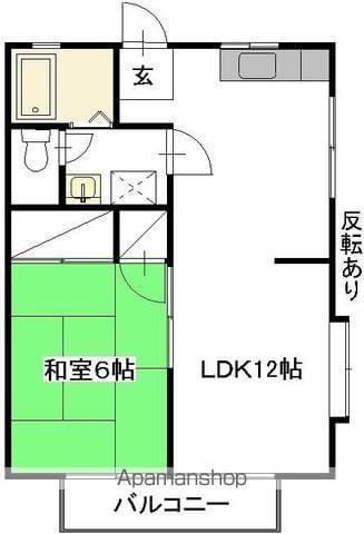 SUZUKIハイツ B棟(1LDK/2階)の間取り写真