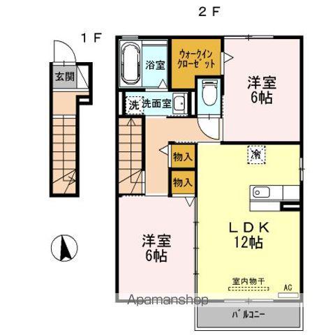 エクサン瀬戸口(2LDK/2階)の間取り写真