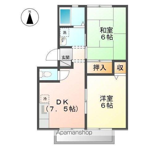 ジュネパレス東福山 B棟(2DK/2階)の間取り写真