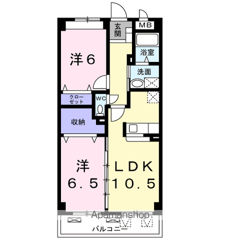 クラシオンⅠ(2LDK/4階)の間取り写真