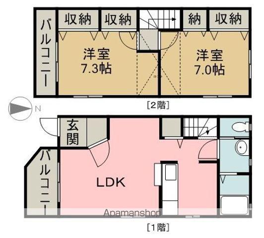 メゾネット庄内(2LDK/2階)の間取り写真