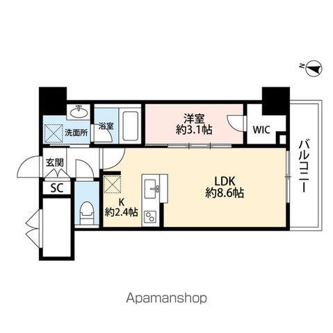 パークソレイユ弐番館(1LDK/8階)の間取り写真