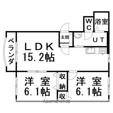 ユーハイム・アンソレイエⅢ(2LDK/3階)の間取り写真