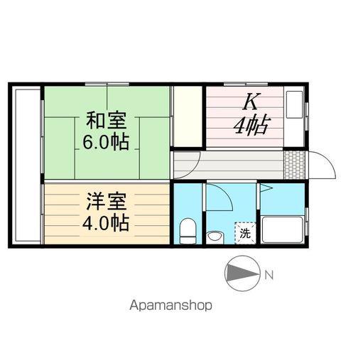サニーハイツ園生(1K/2階)の間取り写真