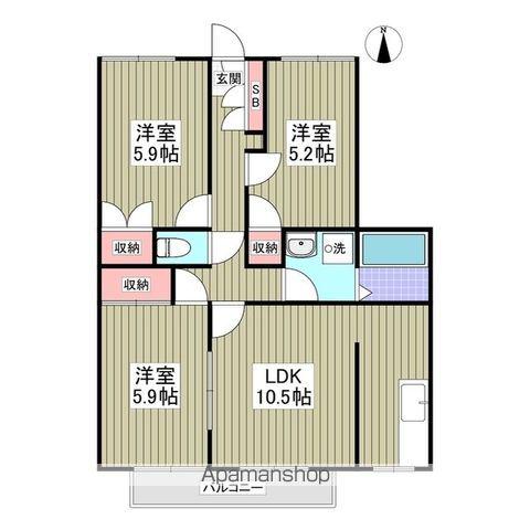グランデュール瀬戸岡(3LDK/2階)の間取り写真