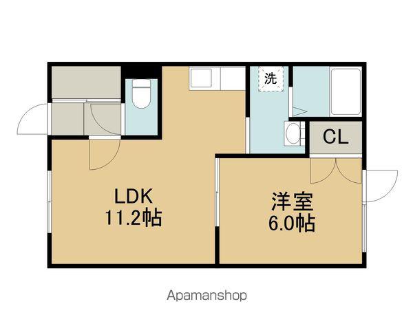 ロイヤルハイム末広A(1LDK/1階)の間取り写真