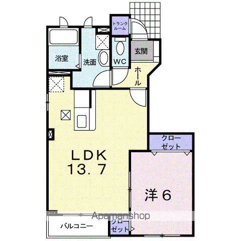 マーベラスコート壱番館(1LDK/1階)の間取り写真