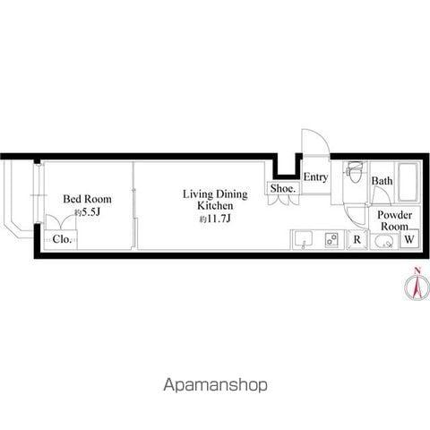 グランパセオ代々木上原Ⅱ(1LDK/B1階)の間取り写真