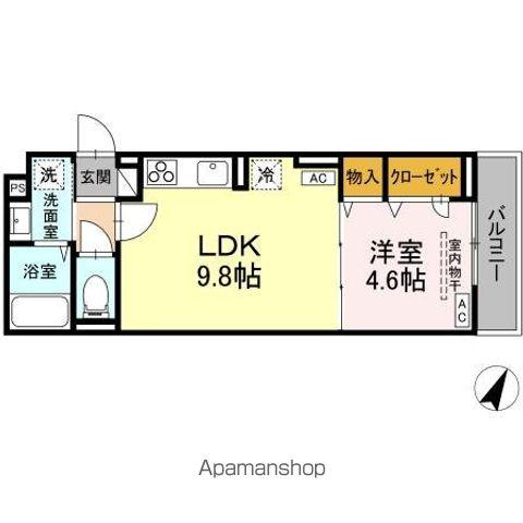 D-COMODO深大寺北町(1LDK/2階)の間取り写真
