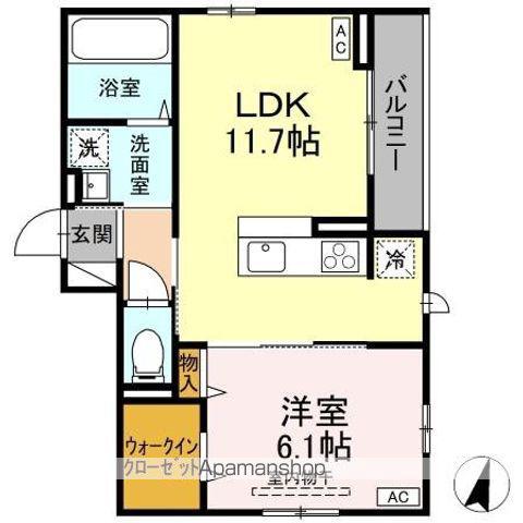 DーROOM遠見塚Ⅰ(1LDK/3階)の間取り写真