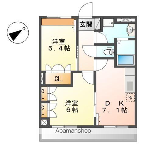 プレッソリーバ(2DK/2階)の間取り写真