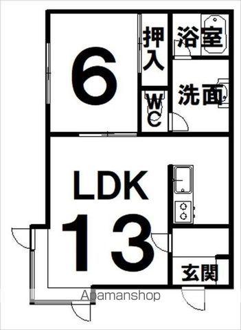 コーポフラワーⅡ(1LDK/1階)の間取り写真