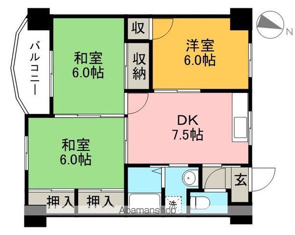 岡林マンション(3DK/3階)の間取り写真