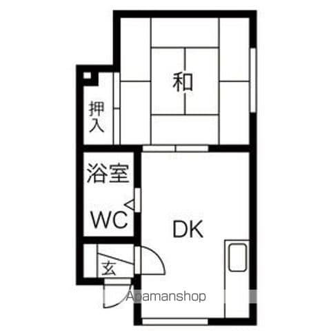さくら中の島(1DK/2階)の間取り写真