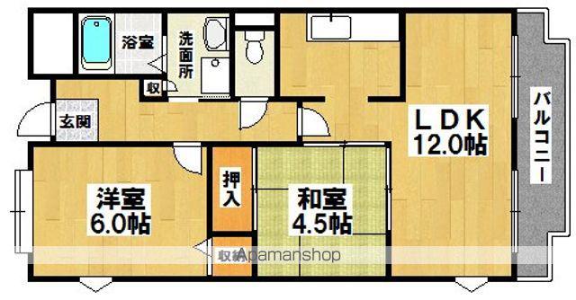 ハイネス諏訪ノ森(2LDK/3階)の間取り写真