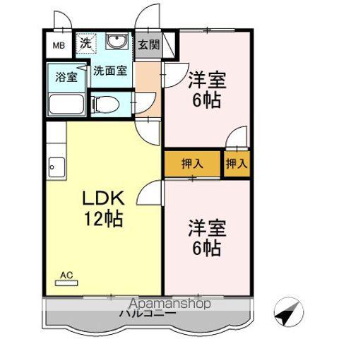 サンパティーク桜木III(2LDK/1階)の間取り写真