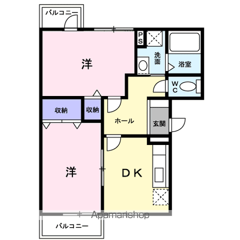 エバーグリーンヒルズ(2DK/3階)の間取り写真