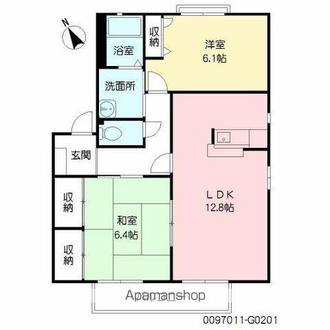 プリムヴェールパルクG棟(2LDK/2階)の間取り写真
