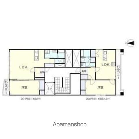 ヴィラパーク本町(1LDK/2階)の間取り写真