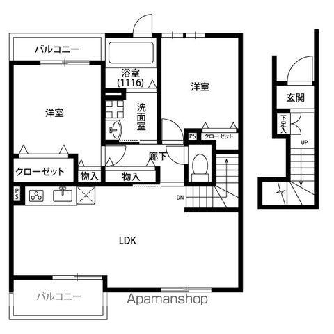 アンプルールリーブルサクラージュⅡ(2LDK/2階)の間取り写真