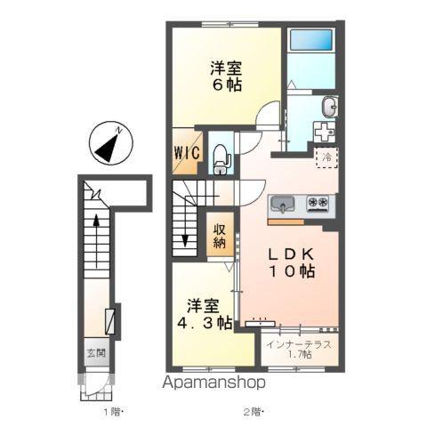 スターテラスⅡ瀬戸(2LDK/2階)の間取り写真
