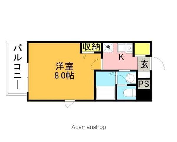 アンピール唐人町(1K/5階)の間取り写真