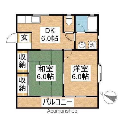 レジデンス・モト(2DK/2階)の間取り写真