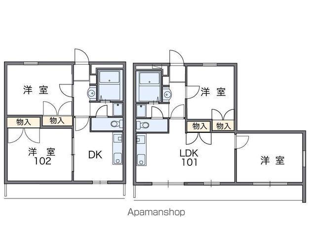 レオパレスしおかぜⅡ(2LDK/1階)の間取り写真