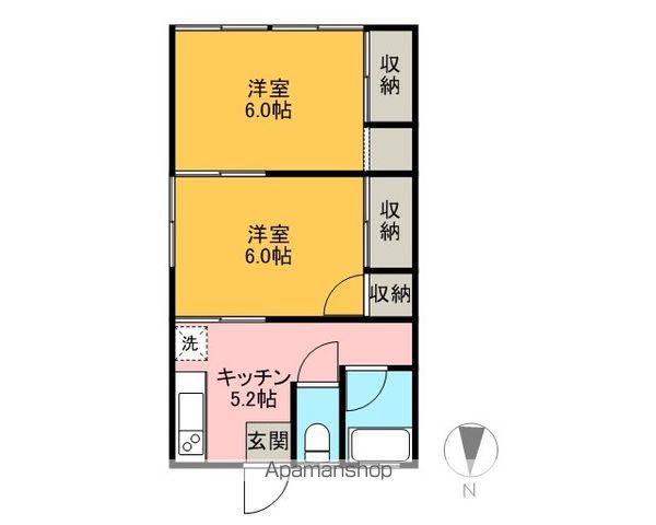 大鍬ハイツ(2K/2階)の間取り写真