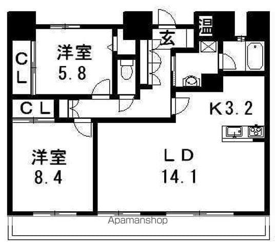 幸町シュンレジデンス(2LDK/7階)の間取り写真