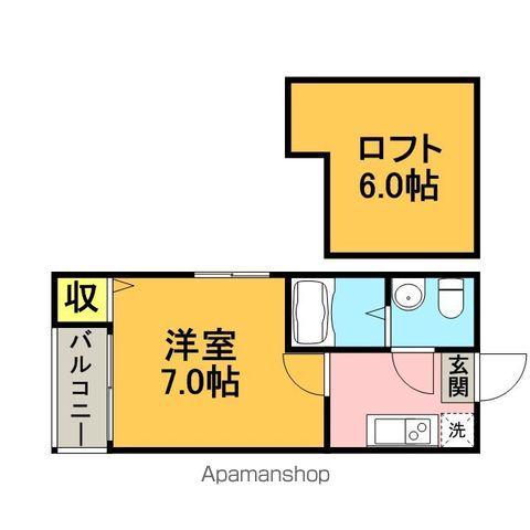 シャローム井尻Ⅱ(1K/2階)の間取り写真
