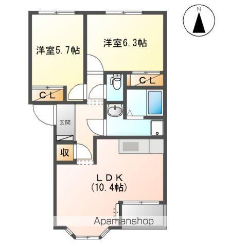 クレア雅(2LDK/2階)の間取り写真