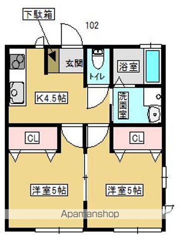 ルミエール(2K/1階)の間取り写真