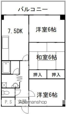 ツインズ大町Ⅱ(3DK/4階)の間取り写真