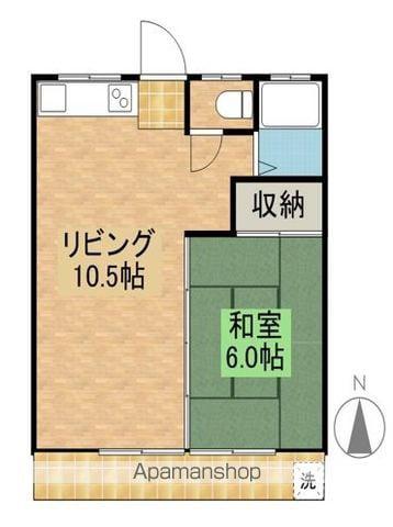 ミマタハイツ-(1LDK/1階)の間取り写真