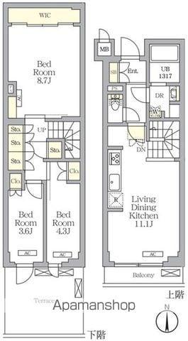 アジールコート都立大学(3LDK/1階)の間取り写真