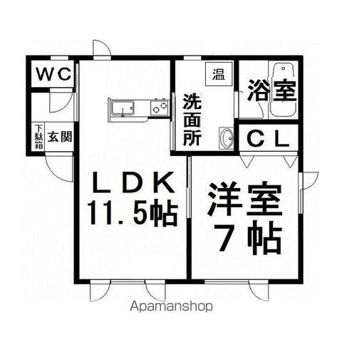 オアシスB(1LDK/2階)の間取り写真