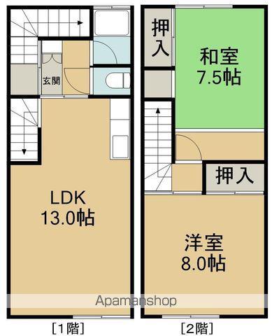 かずみ荘(2LDK/1階)の間取り写真